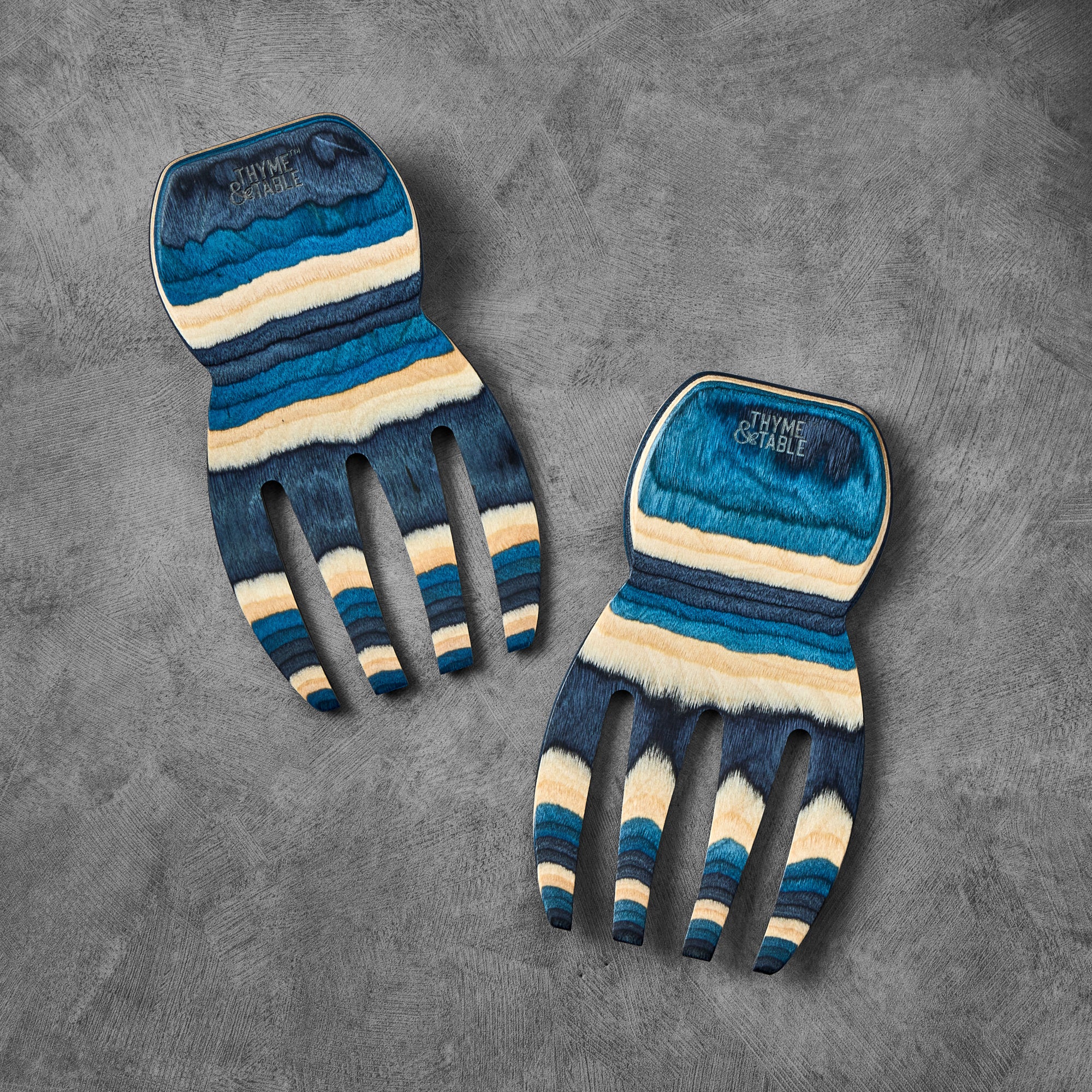 2-Piece Pakka Wood Salad Hand Set, Blue – Thyme&Table