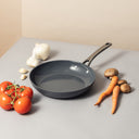 10" Ceramic Non-Stick Fry Pan Ribbed Collection, Grey