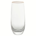 Stemless Flute Glass with Gold Rim
