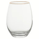 Stemless Wine Glass Clear with Gold Rim