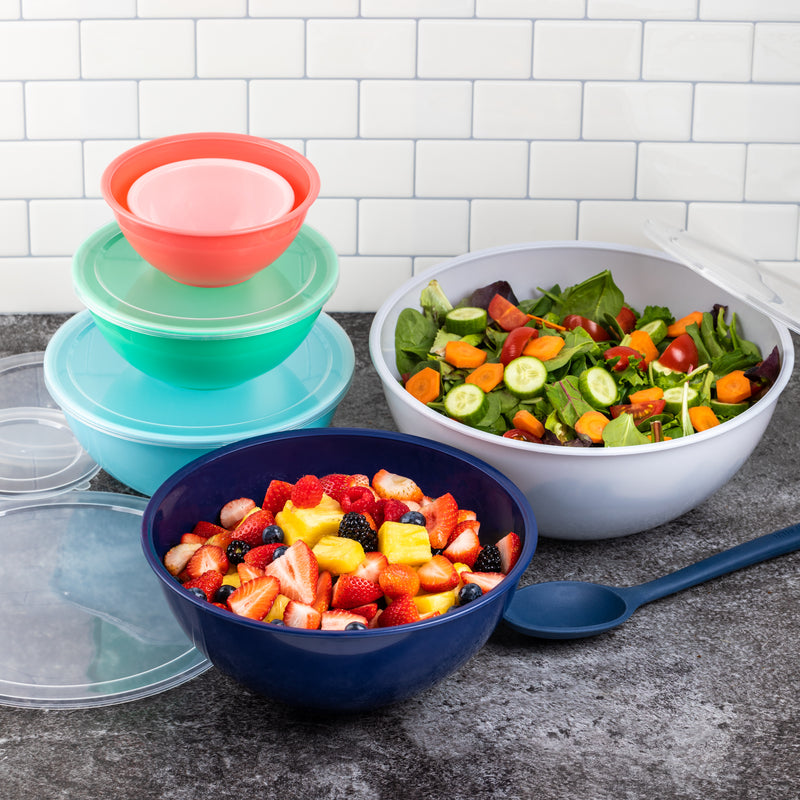 Cook with Color Plastic Mixing Bowls with Lids - 12 Piece Nesting