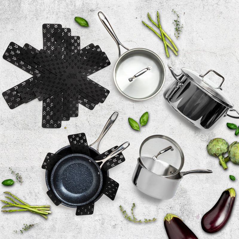 Thyme & Table 8 Piece Non-Stick Black Rainbow Cookware Set