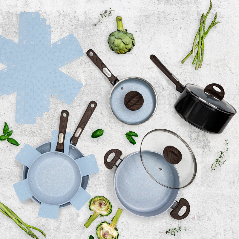 Thyme & Table Non-Stick Pots and Pans 12-Piece Cookware Set, Blue