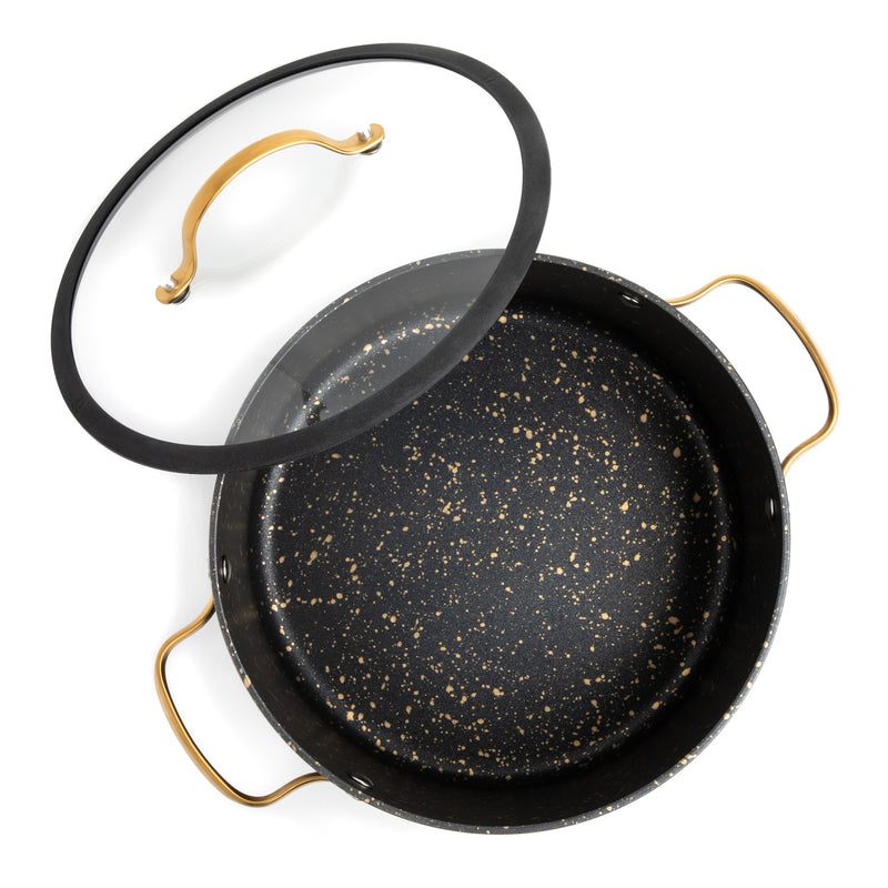 Thyme & Table Non-Stick 5 Quart Gold Saute Pan with Glass Lid - NEW !