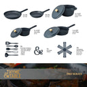 18-Piece Non-Stick Diecast Cookware & Silicone Utensil Set, Atlantic Blue