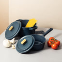 18-Piece Non-Stick Diecast Cookware & Silicone Utensil Set, Atlantic Blue
