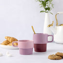 Thyme & Table 10 fl oz + 14 fl oz Purple Colorblock Stoneware Stacking Mugs, Set of 2