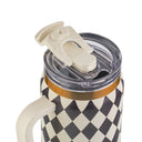 Thyme & Table 32 fl oz Stainless Steel Luna Tumbler with Handle and Dual Straw Lid, Black Diamond