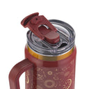 Thyme & Table 32 fl oz Stainless Steel Luna Tumbler with Handle and Dual Straw Lid, Red Zodiac