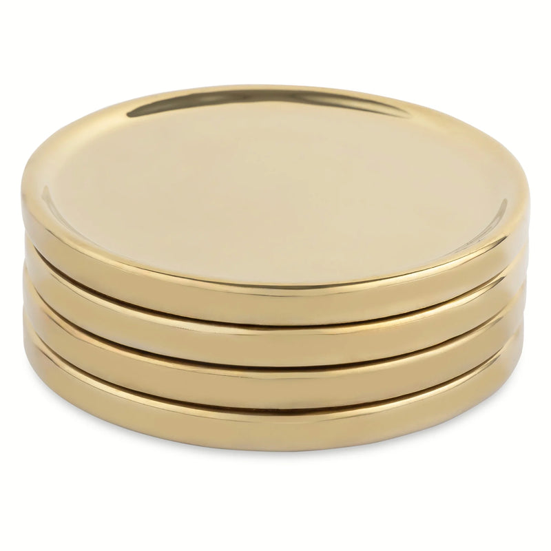 4 Pack Ceramic Coaster Set, Gold