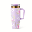 Thyme & Table 32 fl oz Stainless Steel Luna Tumbler with Handle and Dual Straw Lid, Butterfly