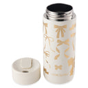 Thyme & Table 22 fl oz Stainless Steel Coffee Tumbler, Cream & Gold Bows