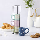 Thyme & Table 3 fl oz Stoneware Stacking Espresso Mugs with Wire Rack, Set of 4