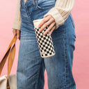 Thyme & Table 22 fl oz Stainless Steel Coffee Tumbler, Cream & Black Check