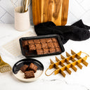 7” x 11” Nonstick Brownie Baking Pan with Pre-Cut Divider and Plastic Lid, 3-Piece Set