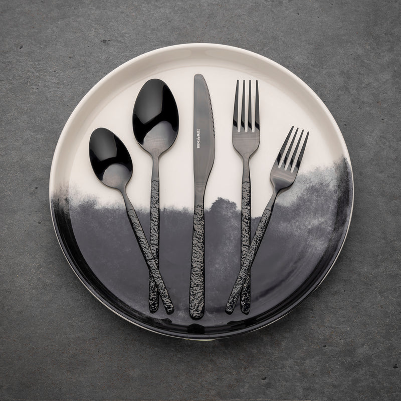 20-Piece Lumi Stainless Steel Flatware Set, Black