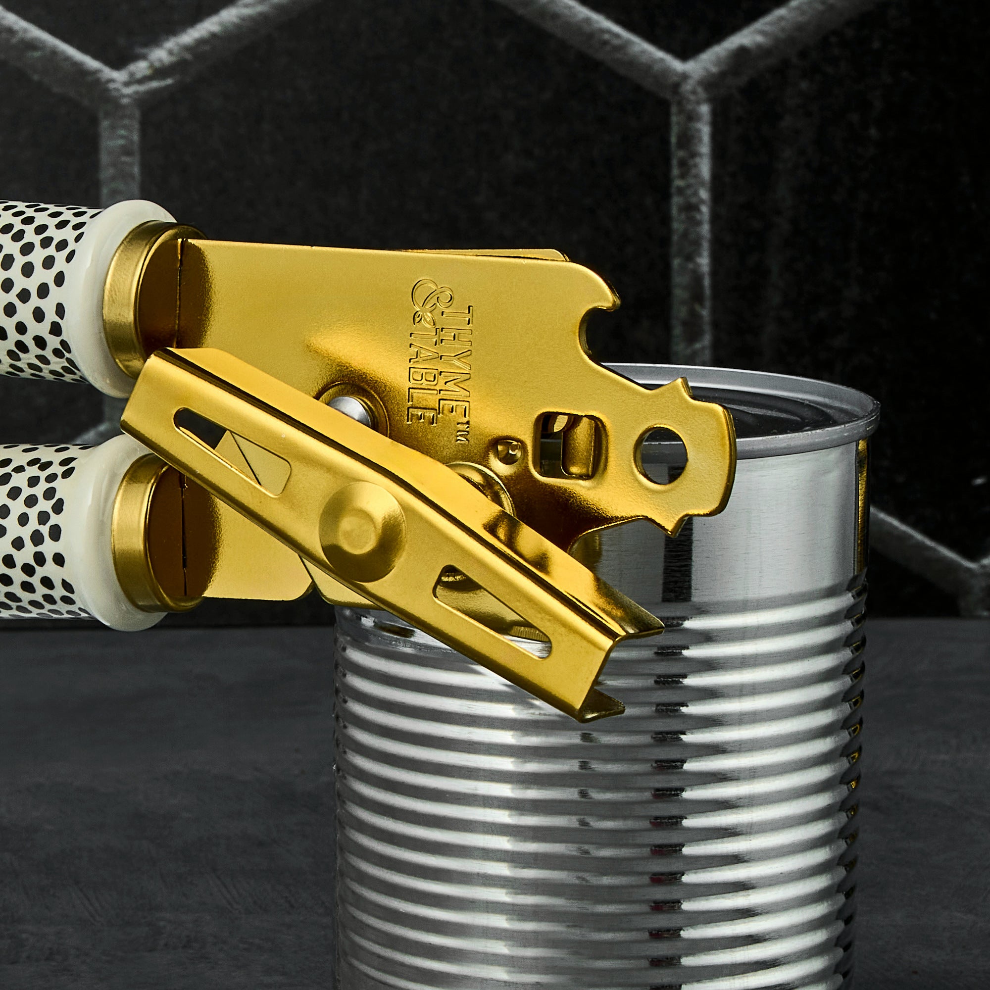 Stainless Steel Can Opener with Ceramic Dot Handle – Thyme&Table