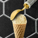 Gold Finish Ice Cream Scoop with Ceramic Cross-Hatch Handle
