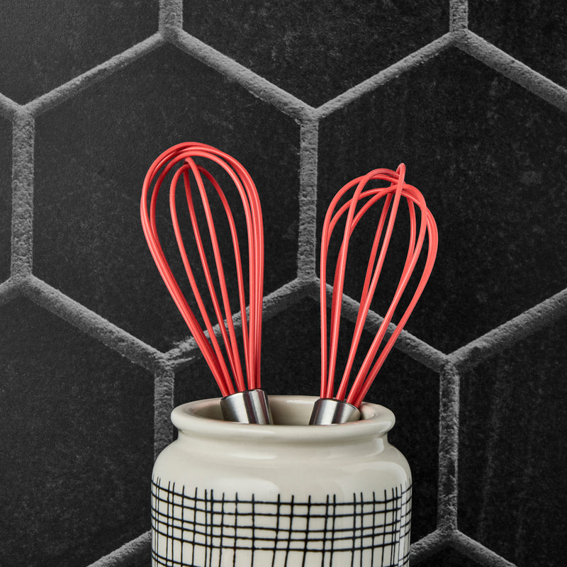 2-Pack Silicone Mini Whisks, Coral