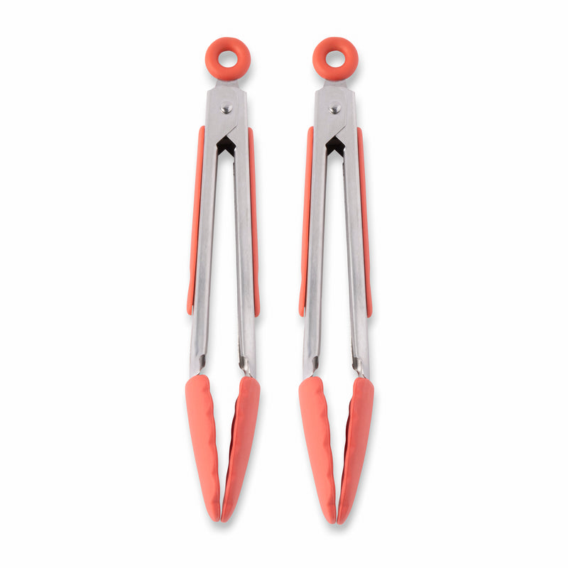 2-Pack Silicone Mini Tongs, Coral