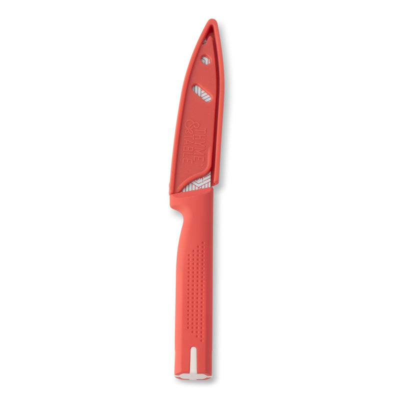 3.5" Paring Knife with Protective Sheath, Coral