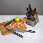 15-Piece Gunmetal Knife Block Set with Knife Sharpener