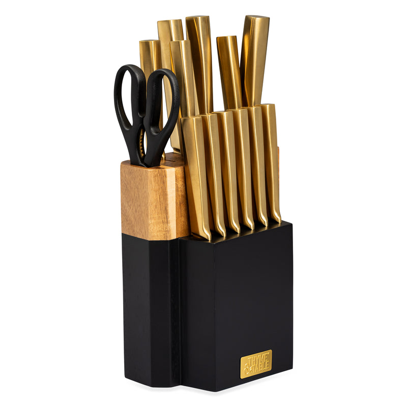 15-Piece Knife Block Set with Knife Sharpener