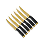 6-Piece Steak Knife Set with Stainless Steel Gold Blades and Protective Sheaths