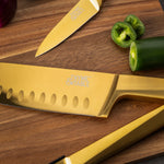 3-Piece Gold Knife Set with Protective Sheaths