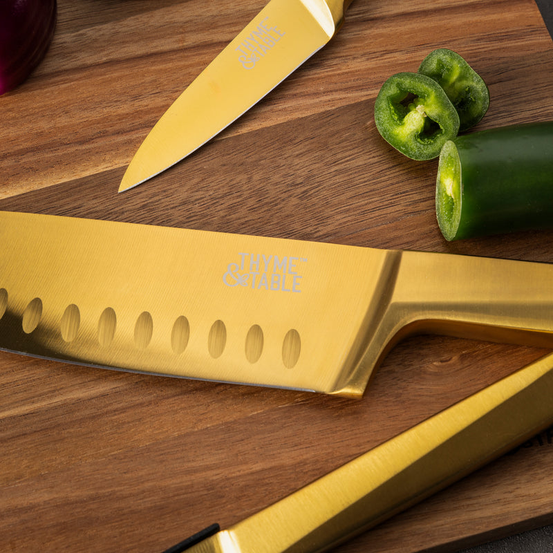 3-Piece Gold Knife Set with Protective Sheaths – Thyme&Table