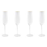 4-Piece Scalloped Champagne Flute Glass Set