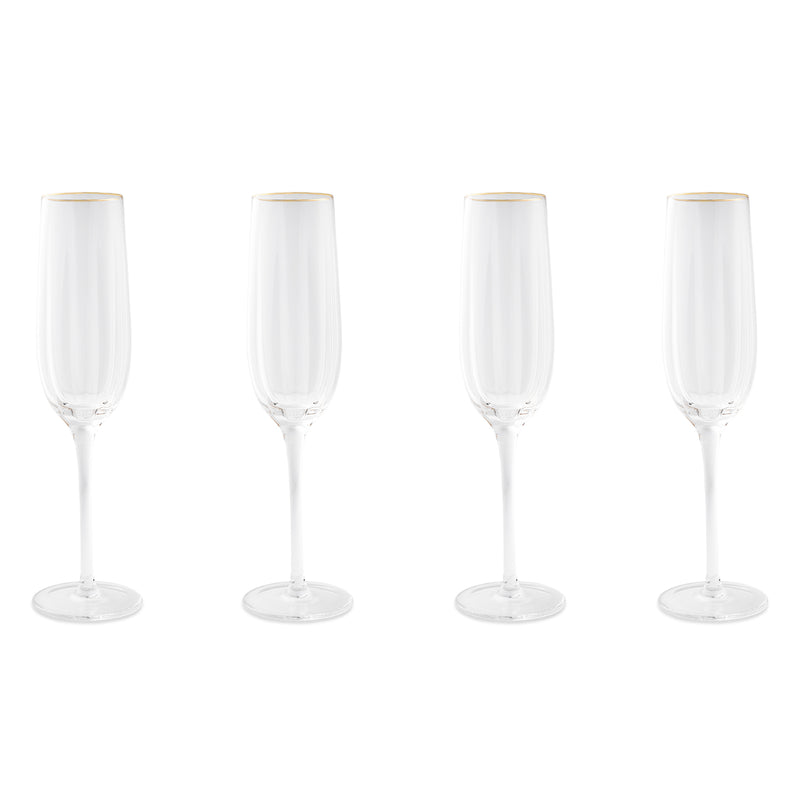 4-Piece Scalloped Champagne Flute Glass Set