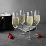 4-Piece Scalloped Champagne Flute Glass Set