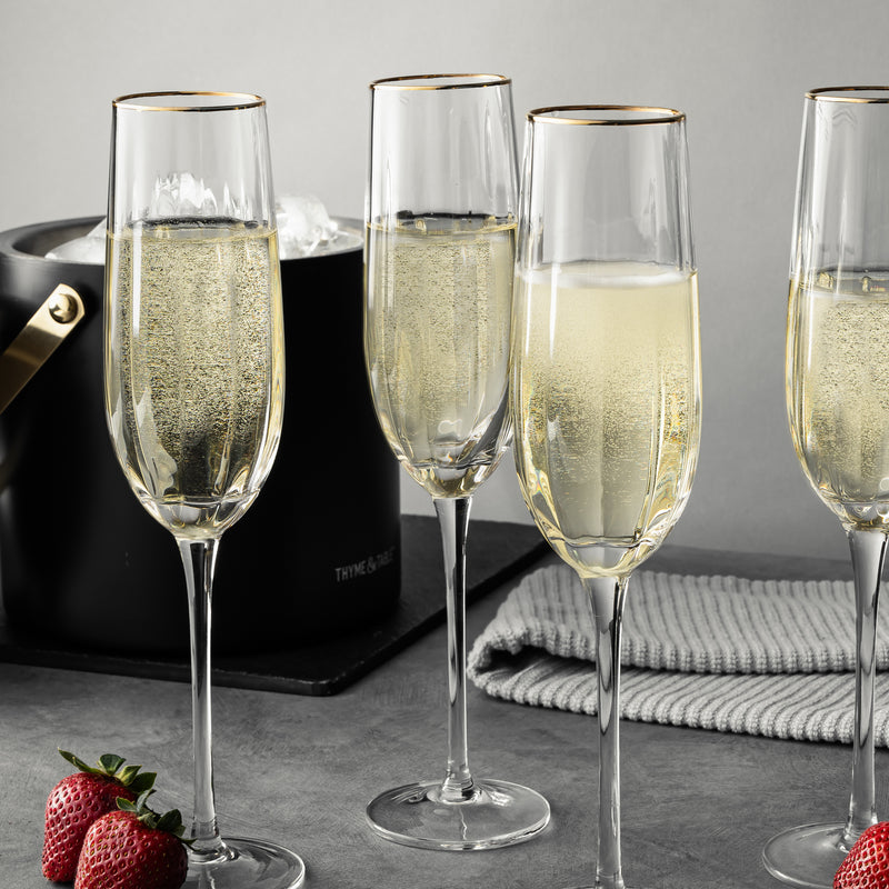 4-Piece Scalloped Champagne Flute Glass Set