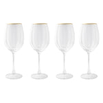 4-Piece Scalloped Wine Glass Set with Gold Rim