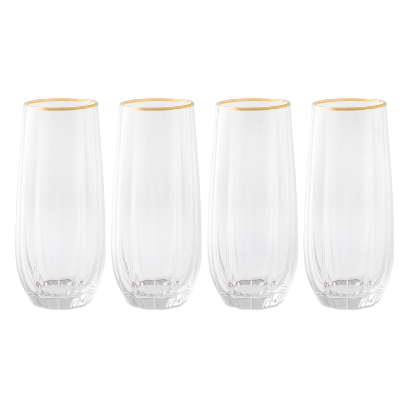 4-Piece Scalloped Stemless Flute Glass Set