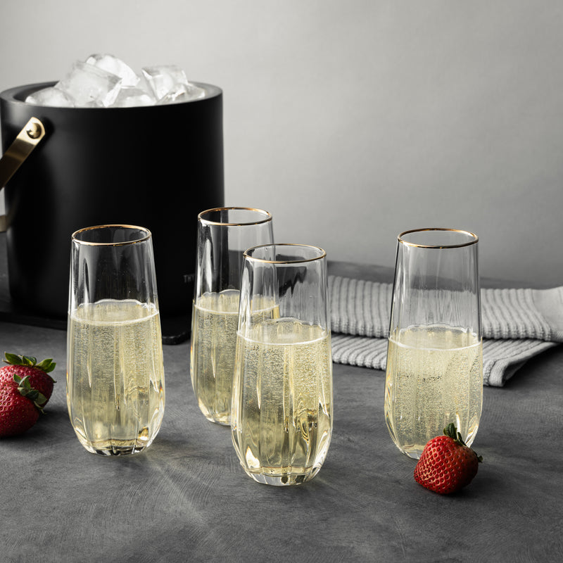 4-Piece Scalloped Stemless Flute Glass Set