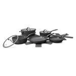 12-Piece Cookware Ceramic Non-Stick Set Ribbed Collection, Grey