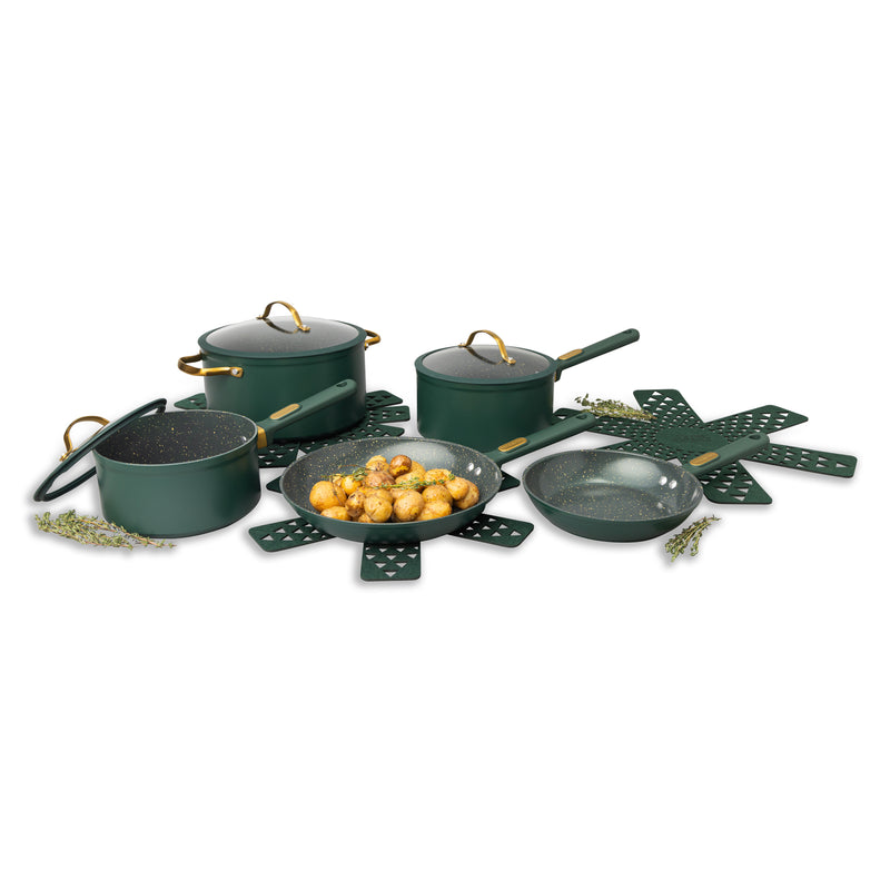 12-Piece Granite Cookware Set, Hunter Green