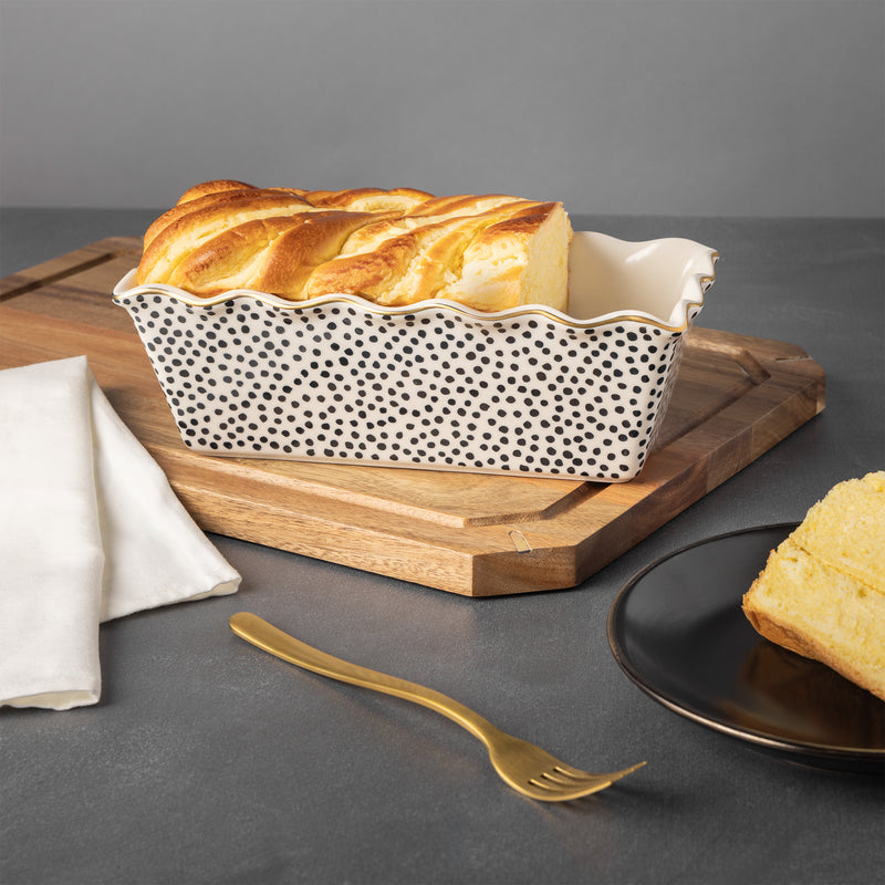 9" Ceramic Loaf Dish, Dot