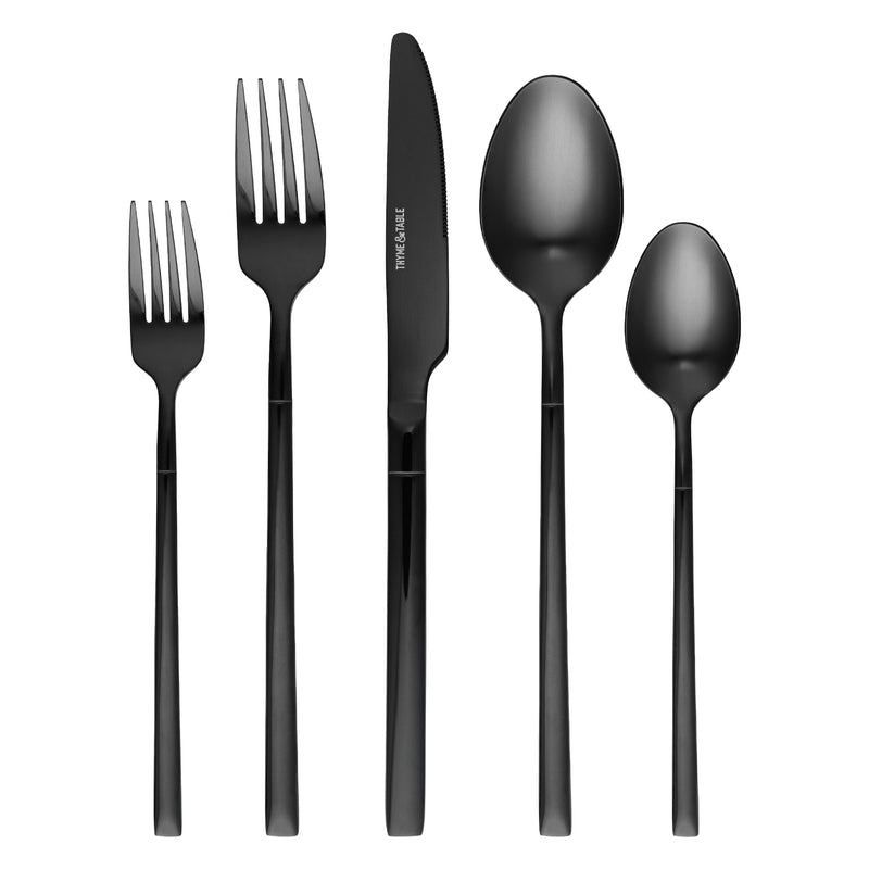 20-Piece Arden Stainless Steel Flatware Set, Black