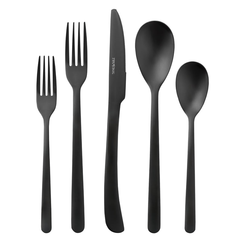 40-Piece Royal Stainless Steel Flatware Set, black