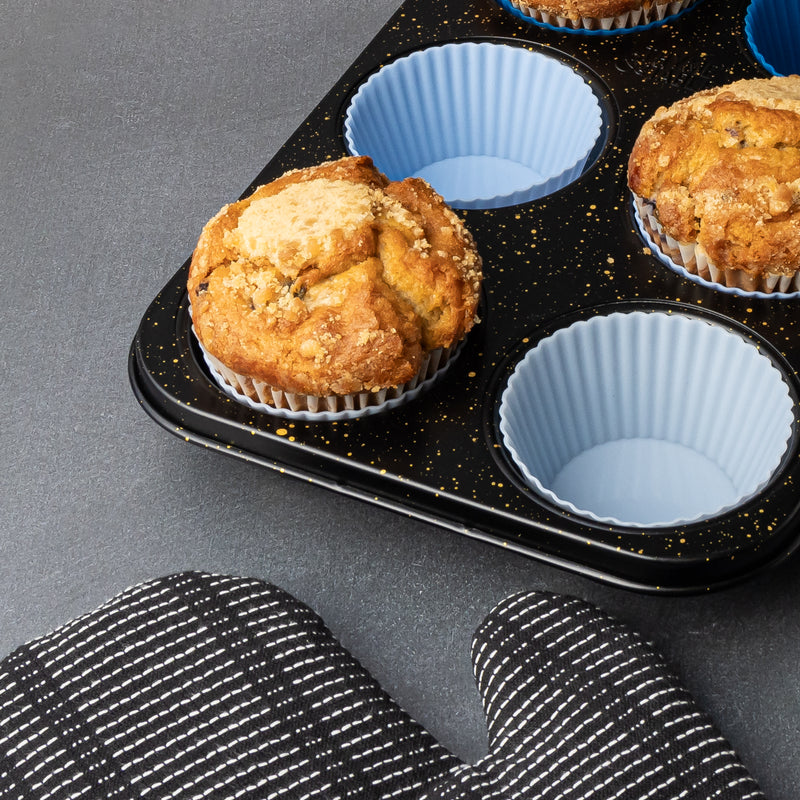 7-Piece 6-Cup Non-Stick Jumbo Muffin Pan with Reusable Silicone Baking Liners