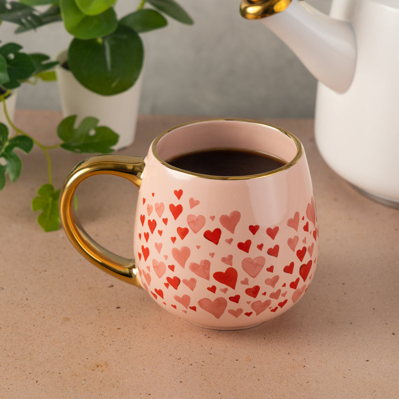 Stoneware Gold Heart 16oz Coffee Mug