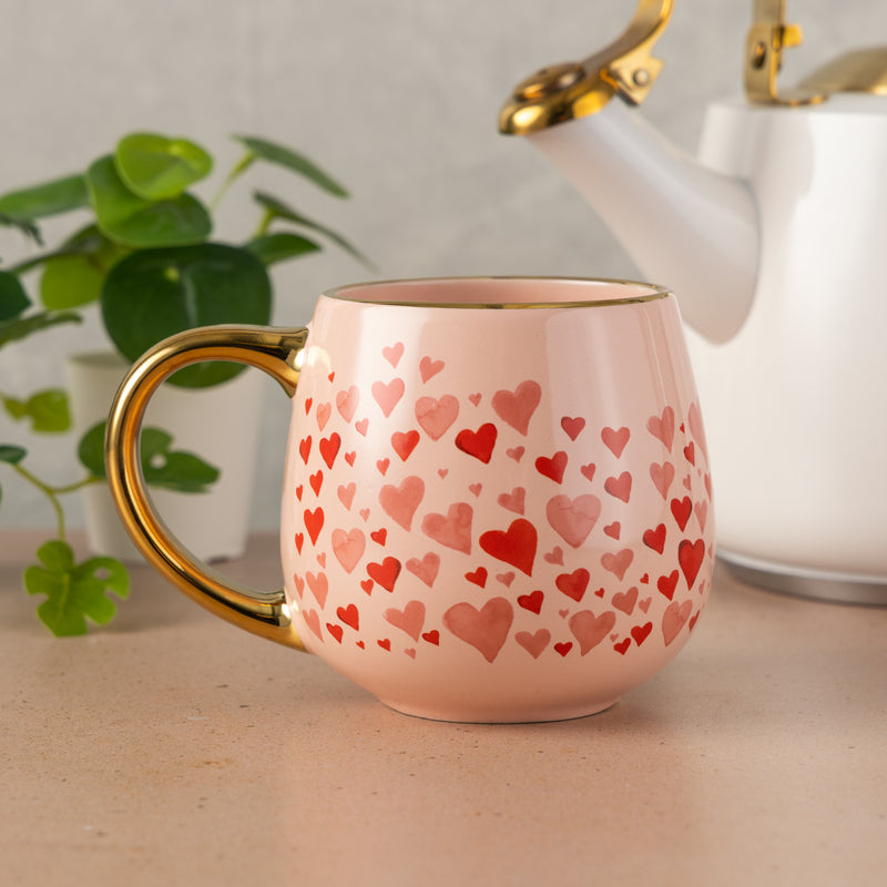 Stoneware Gold Heart 16oz Coffee Mug