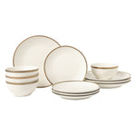 12-Piece Stoneware Dinnerware Set, White