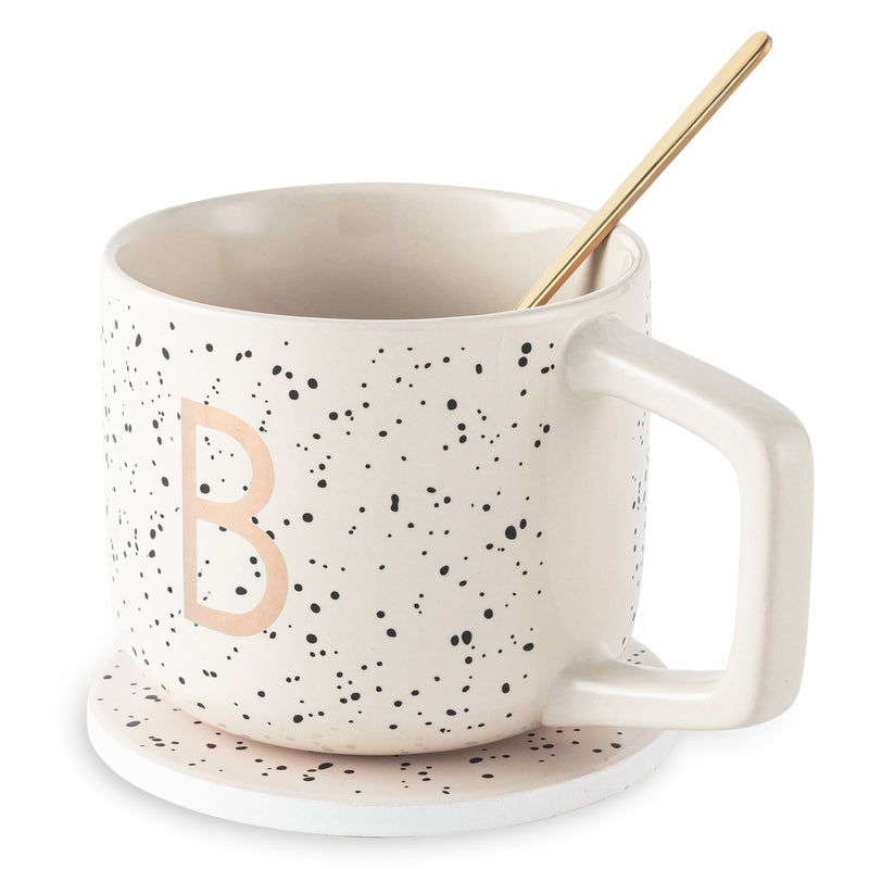 Monogram B Mug, Coaster and Stir Set