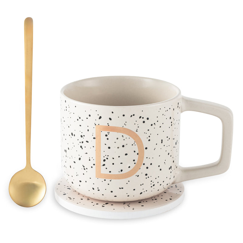 Monogram D Mug, Coaster and Stir Set