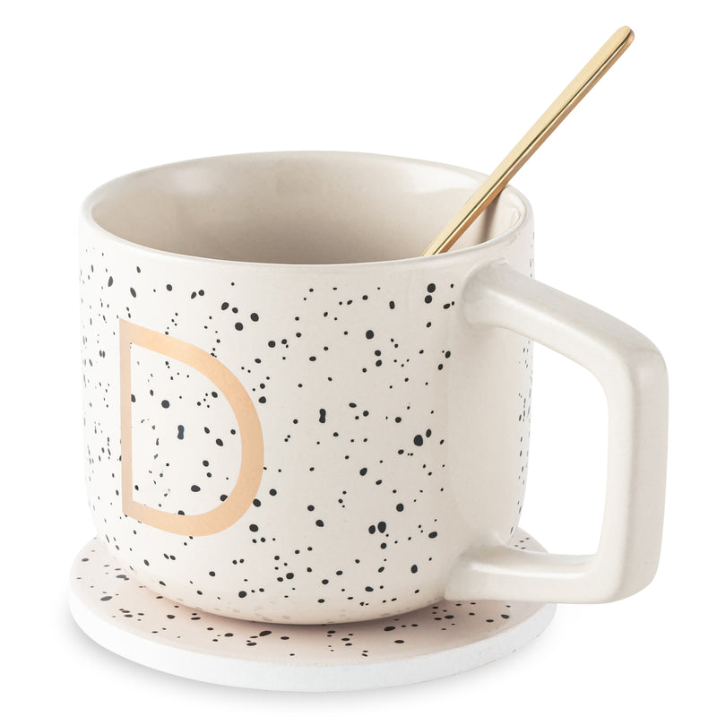 Monogram D Mug, Coaster and Stir Set