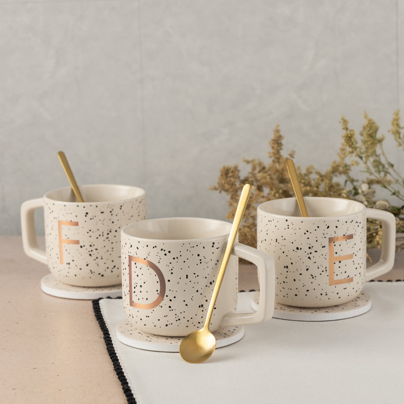 Monogram D Mug, Coaster and Stir Set